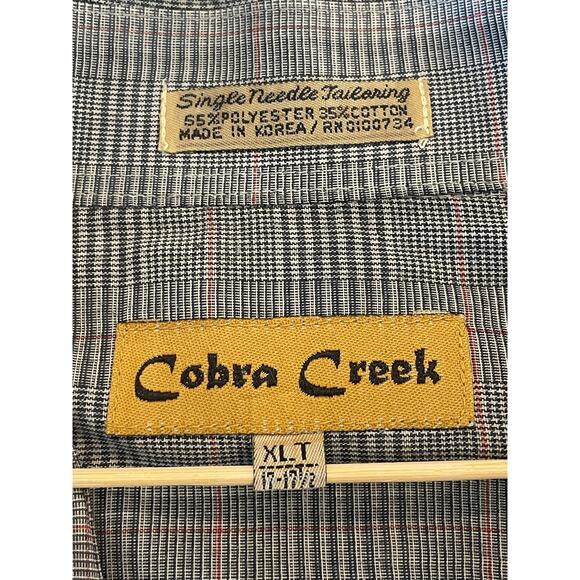 Cobra Creek Men's dark Gray  plaid button up shirt XLT - Picture 4 of 5